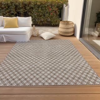 Piper Looms Chantille Lattice ACN1435 Taupe Machine Washable Area Rug Outdoor Lifestyle Image Feature