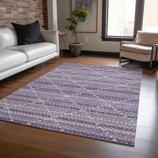 Piper Looms Chantille Lattice ACN1439 Purple Machine Washable Area Rug Lifestyle Image Feature