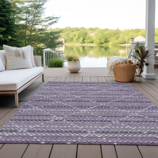 Piper Looms Chantille Lattice ACN1439 Purple Machine Washable Area Rug Outdoor Lifestyle Image Feature