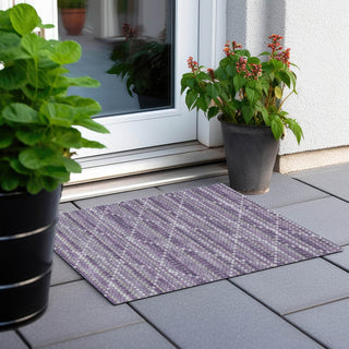Piper Looms Chantille Lattice ACN1439 Purple Machine Washable Area Rug Scatter Outdoor Lifestyle Image Feature