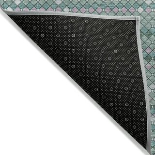 Piper Looms Chantille Lattice ACN1440 Teal Machine Washable Area Rug Backing Image