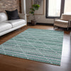 Piper Looms Chantille Lattice ACN1440 Teal Machine Washable Area Rug Lifestyle Image Feature