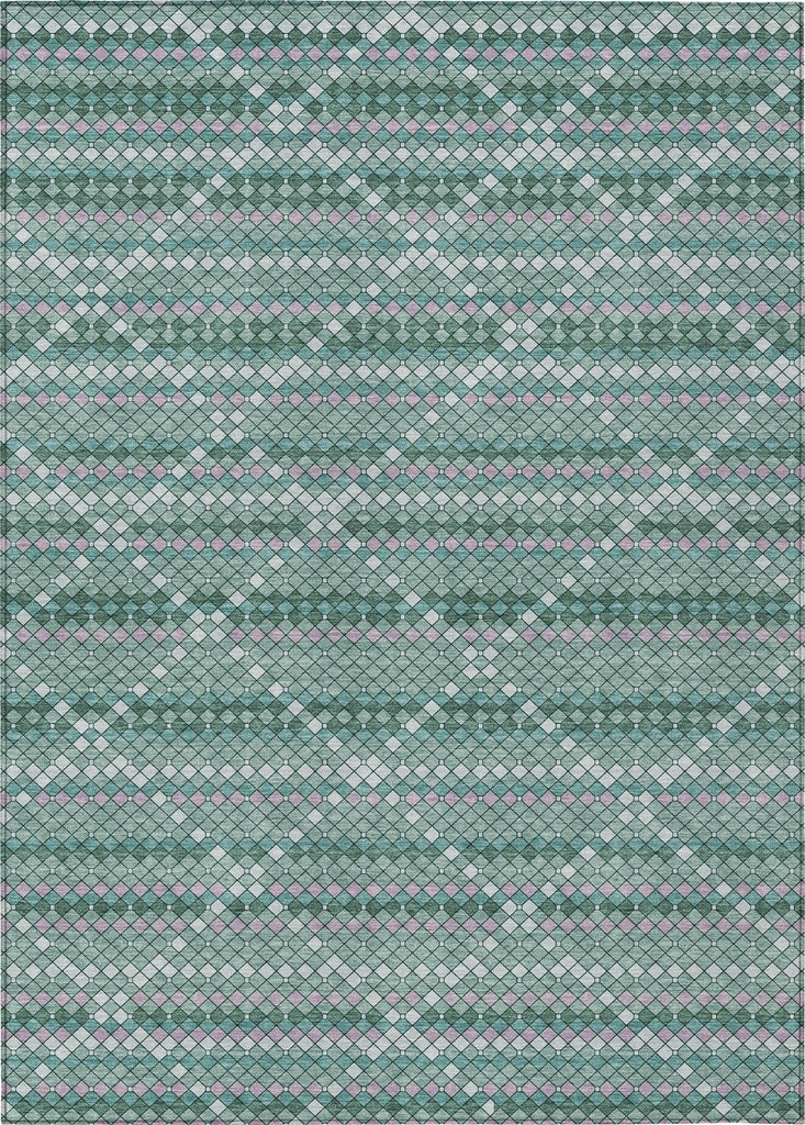 Piper Looms Chantille Lattice ACN1440 Teal Machine Washable Area Rug main image