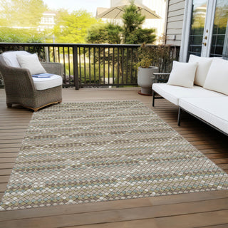 Piper Looms Chantille Lattice ACN1441 Taupe Machine Washable Area Rug Outdoor Lifestyle Image Feature