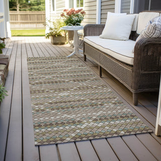 Piper Looms Chantille Lattice ACN1441 Taupe Machine Washable Area Rug Runner Outdoor Lifestyle Image Feature