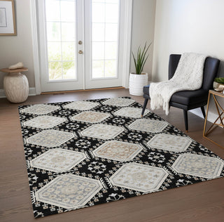 Piper Looms Chantille Formal ACN1443 Black Machine Washable Area Rug Lifestyle Image Feature