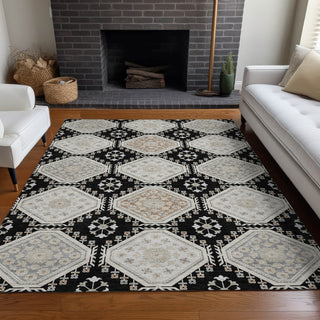 Piper Looms Chantille Formal ACN1443 Black Machine Washable Area Rug Lifestyle Image Feature
