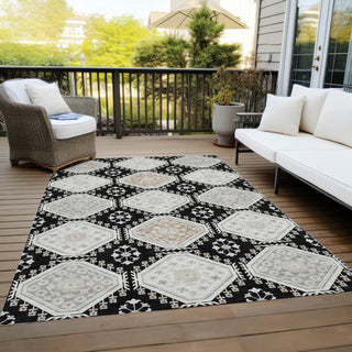 Piper Looms Chantille Formal ACN1443 Black Machine Washable Area Rug Outdoor Lifestyle Image Feature
