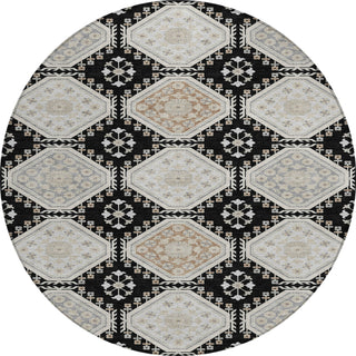 Piper Looms Chantille Formal ACN1443 Black Machine Washable Area Rug Round Main Image