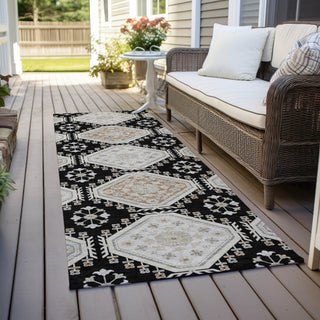 Piper Looms Chantille Formal ACN1443 Black Machine Washable Area Rug Runner Outdoor Lifestyle Image Feature