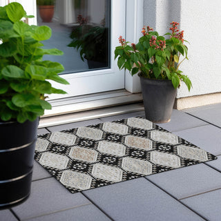 Piper Looms Chantille Formal ACN1443 Black Machine Washable Area Rug Scatter Outdoor Lifestyle Image Feature