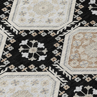 Piper Looms Chantille Formal ACN1443 Black Machine Washable Area Rug Swatch Image