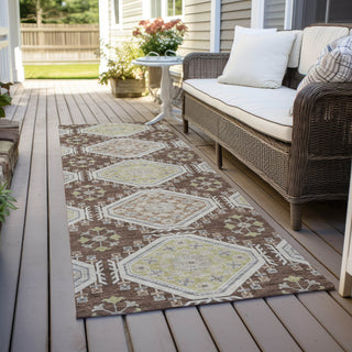 Piper Looms Chantille Formal ACN1444 Chocolate Machine Washable Area Rug Runner Outdoor Lifestyle Image Feature