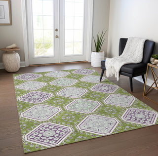 Piper Looms Chantille Formal ACN1446 Lime Machine Washable Area Rug Lifestyle Image Feature
