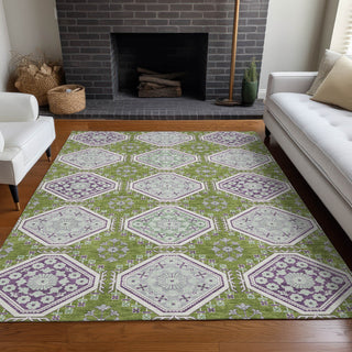 Piper Looms Chantille Formal ACN1446 Lime Machine Washable Area Rug Lifestyle Image Feature