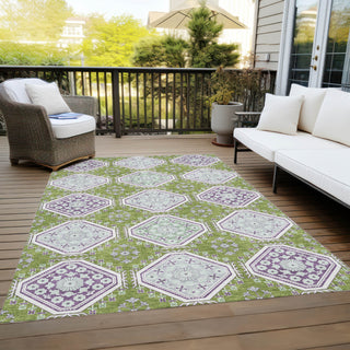 Piper Looms Chantille Formal ACN1446 Lime Machine Washable Area Rug Outdoor Lifestyle Image Feature