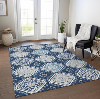 Piper Looms Chantille Formal ACN1447 Navy Machine Washable Area Rug Lifestyle Image Feature