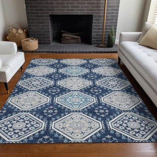 Piper Looms Chantille Formal ACN1447 Navy Machine Washable Area Rug Lifestyle Image Feature