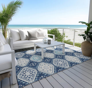 Piper Looms Chantille Formal ACN1447 Navy Machine Washable Area Rug Outdoor Lifestyle Image Feature
