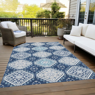 Piper Looms Chantille Formal ACN1447 Navy Machine Washable Area Rug Outdoor Lifestyle Image Feature