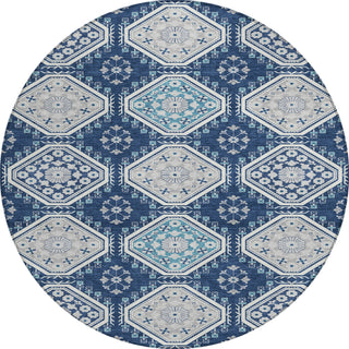 Piper Looms Chantille Formal ACN1447 Navy Machine Washable Area Rug Round Main Image