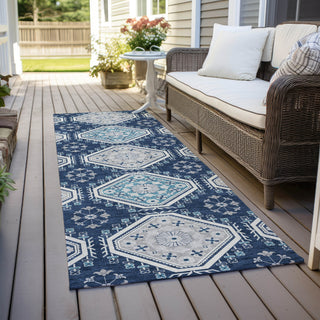 Piper Looms Chantille Formal ACN1447 Navy Machine Washable Area Rug Runner Outdoor Lifestyle Image Feature