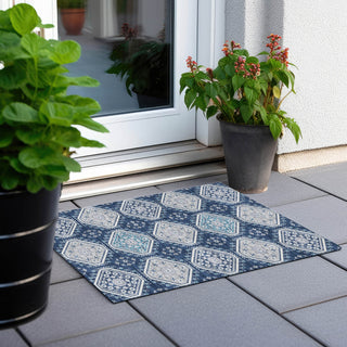Piper Looms Chantille Formal ACN1447 Navy Machine Washable Area Rug Scatter Outdoor Lifestyle Image Feature