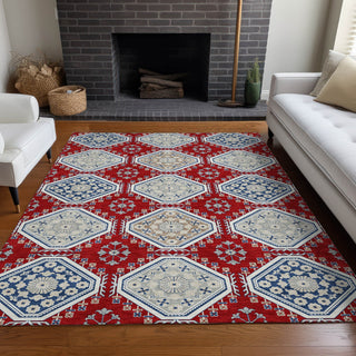 Piper Looms Chantille Formal ACN1448 Red Machine Washable Area Rug Lifestyle Image Feature