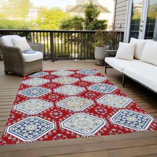 Piper Looms Chantille Formal ACN1448 Red Machine Washable Area Rug Outdoor Lifestyle Image Feature