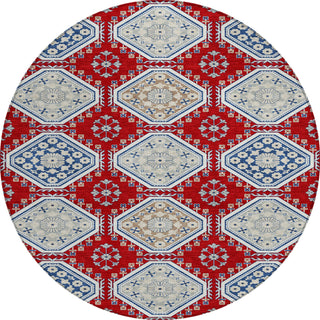 Piper Looms Chantille Formal ACN1448 Red Machine Washable Area Rug Round Main Image