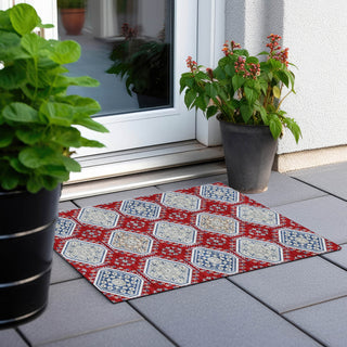 Piper Looms Chantille Formal ACN1448 Red Machine Washable Area Rug Scatter Outdoor Lifestyle Image Feature