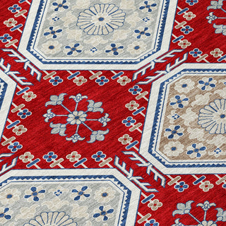 Piper Looms Chantille Formal ACN1448 Red Machine Washable Area Rug Swatch Image
