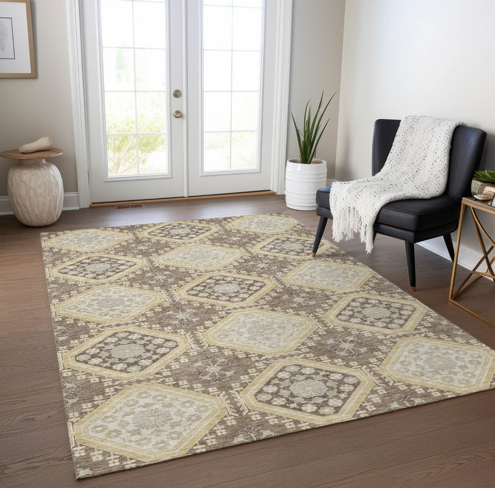 Piper Looms Chantille Formal ACN1450 Taupe Machine Washable Area Rug Lifestyle Image Feature