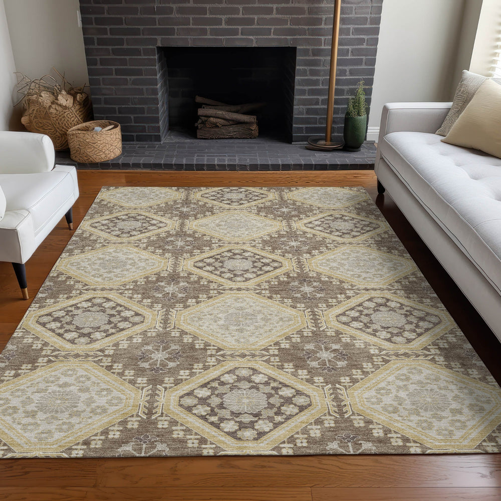 Piper Looms Chantille Formal ACN1450 Taupe Machine Washable Area Rug Lifestyle Image Feature
