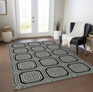 Piper Looms Chantille Geometric ACN1452 Black Machine Washable Area Rug Lifestyle Image Feature