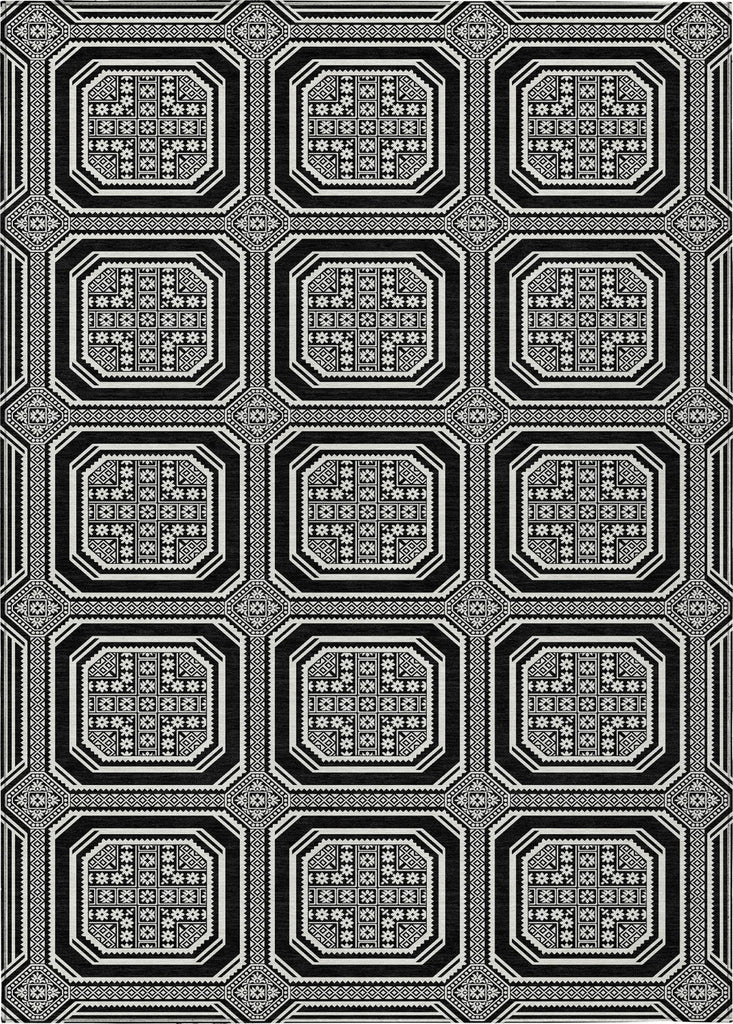 Piper Looms Chantille Geometric ACN1452 Black Machine Washable Area Rug main image