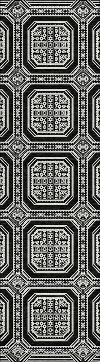 Piper Looms Chantille Geometric ACN1452 Black Machine Washable Area Rug Runner Main Image