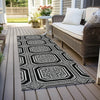 Piper Looms Chantille Geometric ACN1452 Black Machine Washable Area Rug Runner Outdoor Lifestyle Image Feature