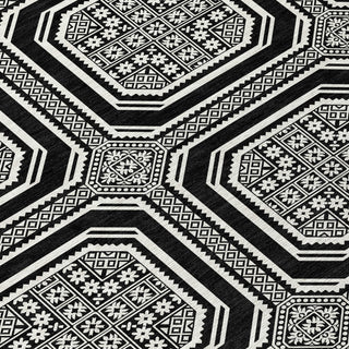 Piper Looms Chantille Geometric ACN1452 Black Machine Washable Area Rug Swatch Image