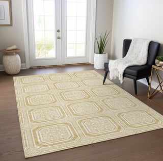 Piper Looms Chantille Geometric ACN1455 Gold Machine Washable Area Rug Lifestyle Image Feature