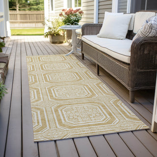 Piper Looms Chantille Geometric ACN1455 Gold Machine Washable Area Rug Runner Outdoor Lifestyle Image Feature