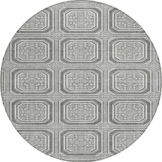 Piper Looms Chantille Geometric ACN1456 Gray Machine Washable Area Rug Round Main Image
