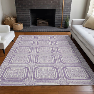 Piper Looms Chantille Geometric ACN1457 Lavender Machine Washable Area Rug Lifestyle Image Feature