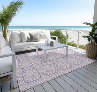 Piper Looms Chantille Geometric ACN1457 Lavender Machine Washable Area Rug Outdoor Lifestyle Image Feature