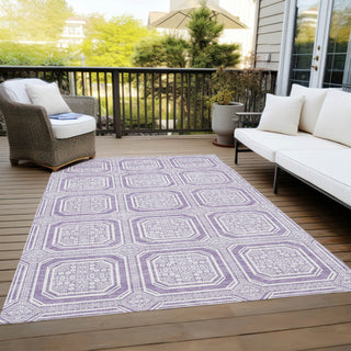 Piper Looms Chantille Geometric ACN1457 Lavender Machine Washable Area Rug Outdoor Lifestyle Image Feature