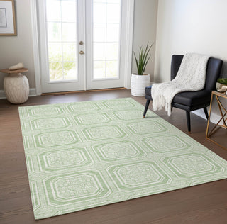Piper Looms Chantille Geometric ACN1458 Mint Machine Washable Area Rug Lifestyle Image Feature
