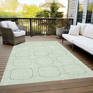 Piper Looms Chantille Geometric ACN1458 Mint Machine Washable Area Rug Outdoor Lifestyle Image Feature