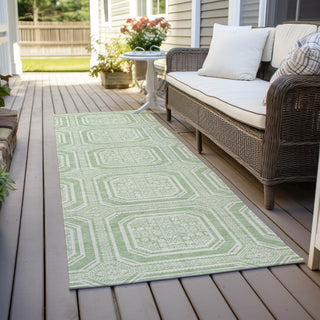 Piper Looms Chantille Geometric ACN1458 Mint Machine Washable Area Rug Runner Outdoor Lifestyle Image Feature
