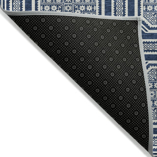 Piper Looms Chantille Geometric ACN1459 Navy Machine Washable Area Rug Backing Image
