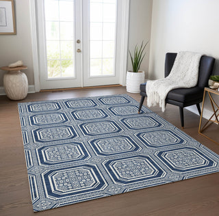 Piper Looms Chantille Geometric ACN1459 Navy Machine Washable Area Rug Lifestyle Image Feature